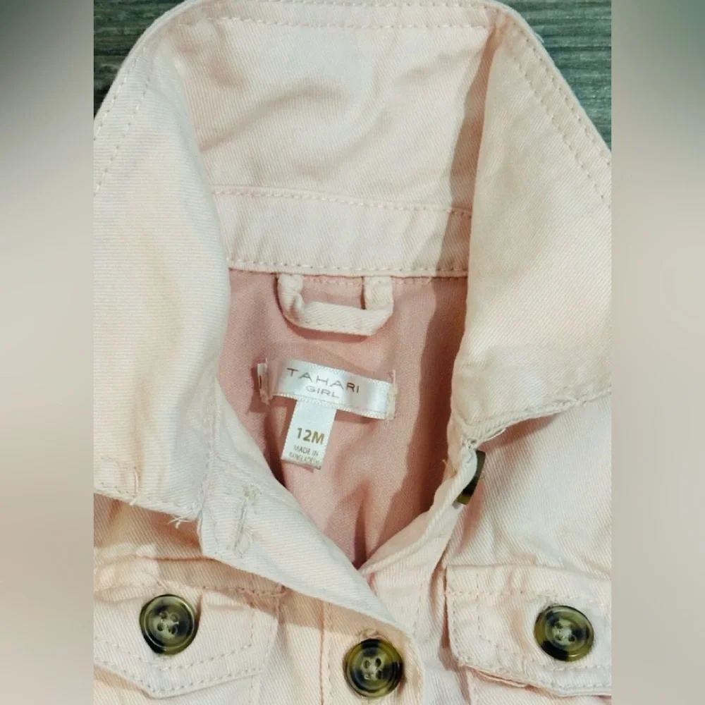 Tahari Baby Girl Pink Trench Coat Jacket 12M